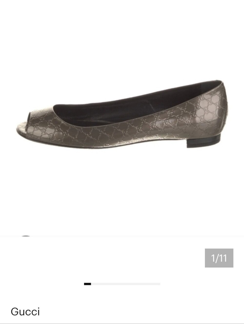 Gucci Metallic Gray Peep-Toe Flats - Picture 12 of 12